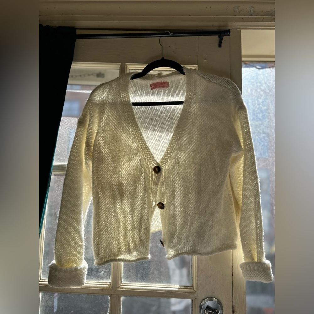 White cozy cardigan